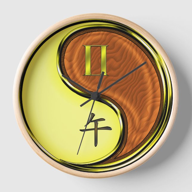 Gemini & Wood Horse Clock (Front)