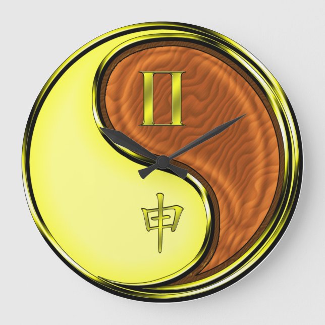 Gemini & Wood Monkey Large Clock (Front)