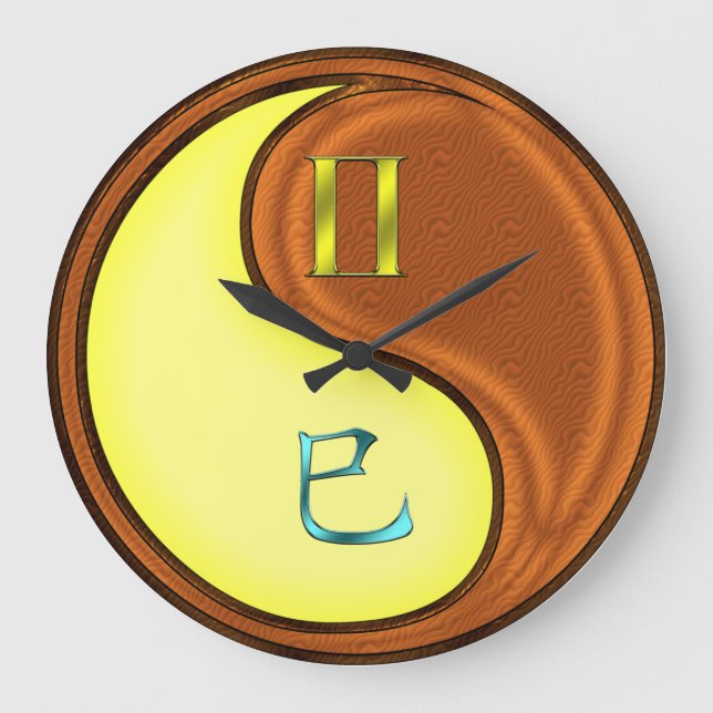 Gemini & Wood Snake Large Clock (Front)