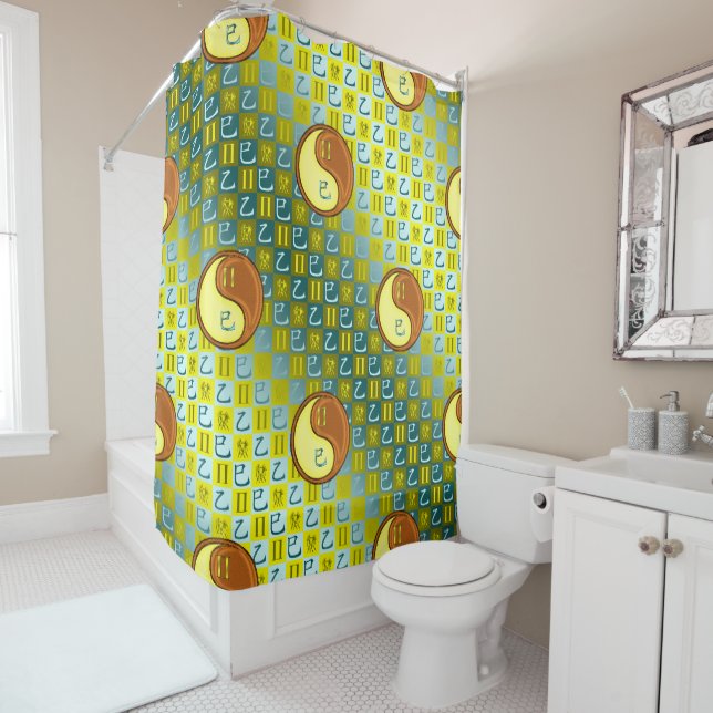 Gemini & Wood Snake Shower Curtain (In Situ)