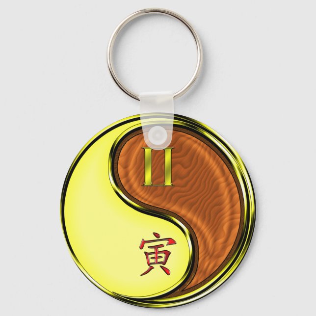 Gemini & Wood Tiger Key Ring (Front)