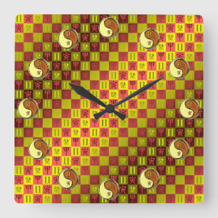 Gemini & Wood Tiger Square Wall Clock