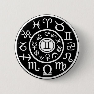 Gemini Zodiac 6 Cm Round Badge