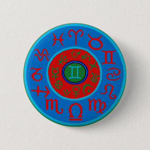 Gemini Zodiac 6 Cm Round Badge