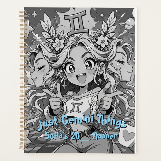 Gemini Zodiac Anime Celestial Aesthetic Manga Planner (Front)