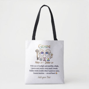 Gemini Zodiac Art Birthday Gift Tote Bag