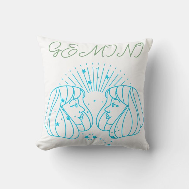 Gemini Zodiac:Artistic Astrology Gift for Air Sign Cushion (Front)