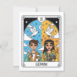 Gemini Zodiac Astrology Illustration Postcard