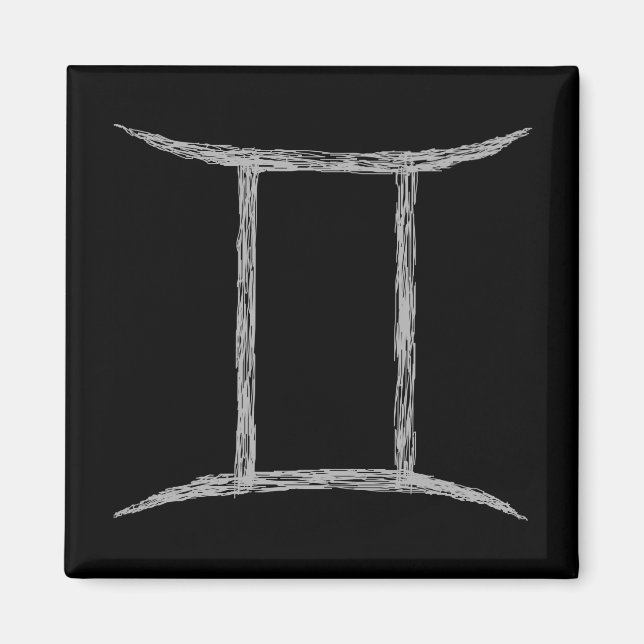 Gemini. Zodiac Astrology Sign. Black. Magnet (Front)
