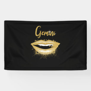Gemini Zodiac Birthday Golden Lips for Black Women Banner