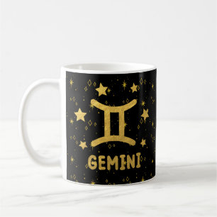 Gemini Zodiac Black and Gold Astrology Mug