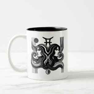 Gemini Zodiac Black and White Coffee mug