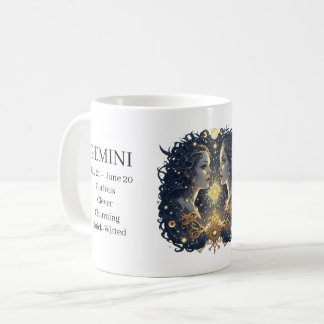 Gemini Zodiac Celestial Art & Custom Traits Coffee Mug