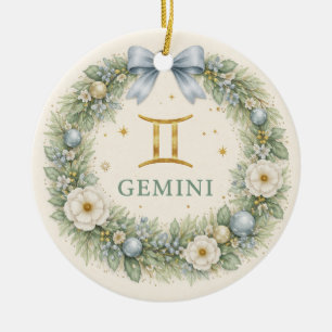 Gemini Zodiac Christmas Ornament – Winter Floral W