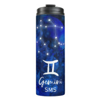Gemini Zodiac Constellation Blue Galaxy Monogram