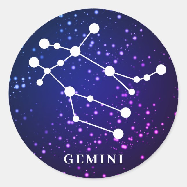 Gemini Zodiac Constellation Design Classic Round Sticker (Front)