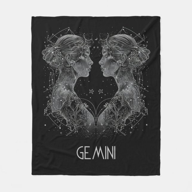 Gemini Zodiac Constellation Fleece Blanket (Front)