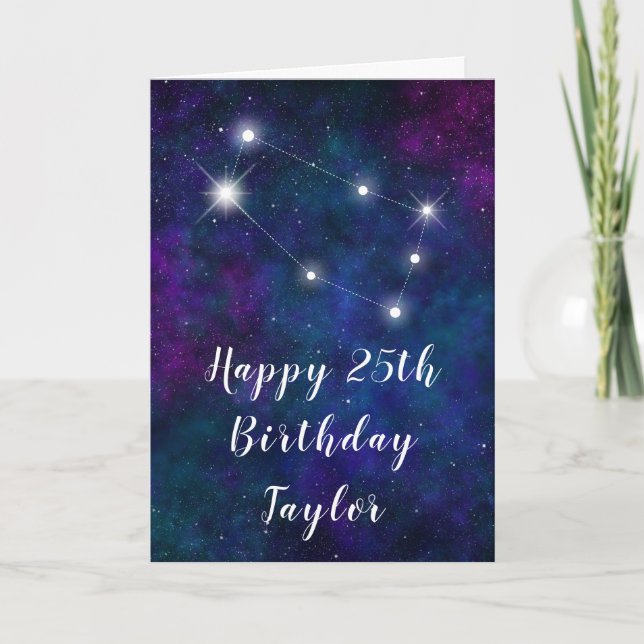 Gemini Zodiac Constellation Happy Birthday Card (Front)