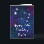 Gemini Zodiac Constellation Happy Birthday Card<br><div class="desc">This cosmic and celestial birthday card can be personalised with a name or title such as mum, daughter, granddaughter, niece, friend etc. The design features the Gemini zodiac constellation on a dark blue and purple watercolor galaxy background with scattered stars. The text combines handwritten script and modern serif fonts for...</div>