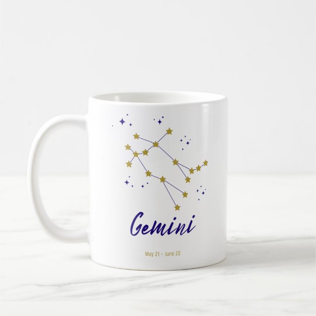 Gemini Zodiac Constellation Horoscope Sign Twin Coffee Mug (Left)