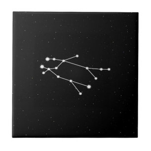 Gemini Zodiac Constellation Modern Black & White Tile