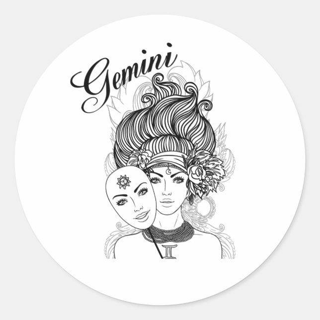 Gemini Zodiac Design  Classic Round Sticker (Front)