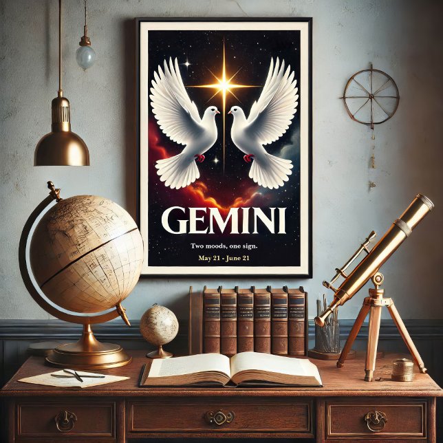 Gemini Zodiac Doves in Harmony Poster (Creator Uploaded)