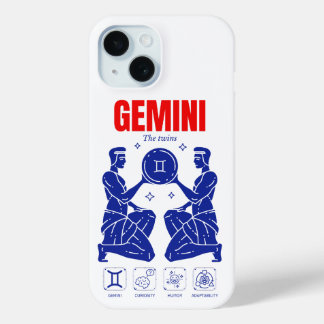 Gemini Zodiac Duality Astrology Line Art iPhone 15 Case