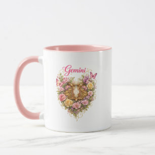Gemini Zodiac Floral Heart Mug – Feminine Astrolog