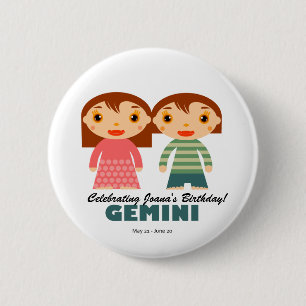 Gemini Zodiac for kids 6 Cm Round Badge