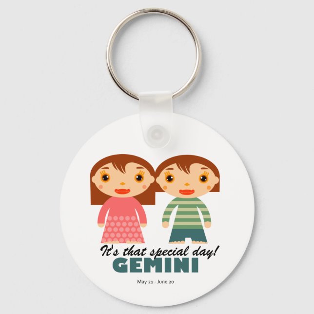 Gemini Zodiac for kids Key Ring (Front)