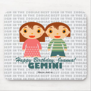 Gemini Zodiac for kids Mouse Mat