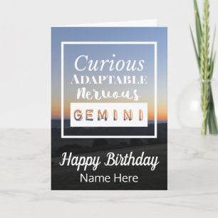 Gemini Zodiac Fun Fun Characteristics Birthday Card