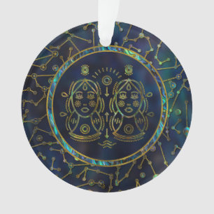 Gemini Zodiac Gold Abalone on Constellation Ornament