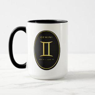 Gemini Zodiac Gold Oval Emblem Mug Luxury Astrol