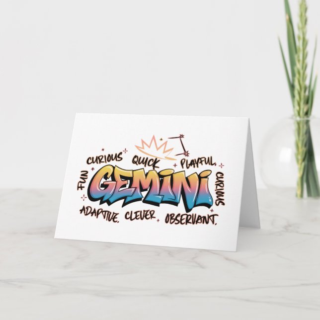 Gemini Zodiac  Graffiti  Card (Front)