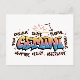 Gemini Zodiac  Graffiti  Postcard