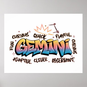 Gemini Zodiac Graffiti Poster