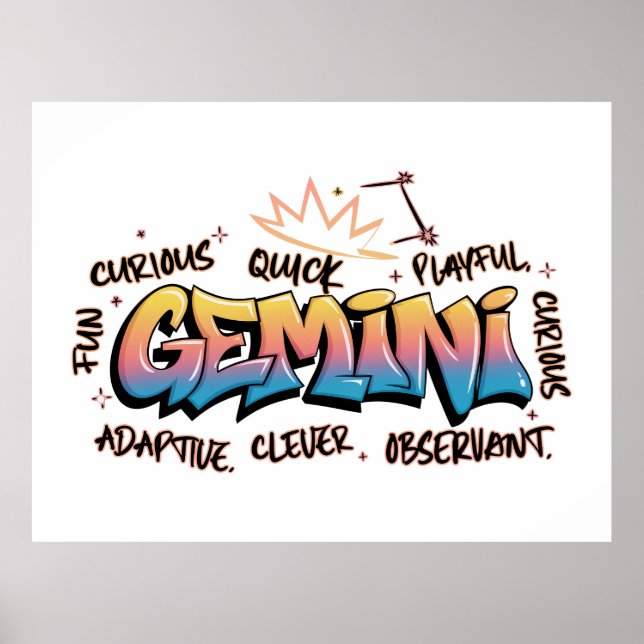 Gemini Zodiac  Graffiti  Poster (Front)
