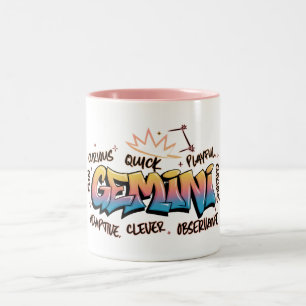 Gemini Zodiac Graffiti Two-Tone Coffee Mug