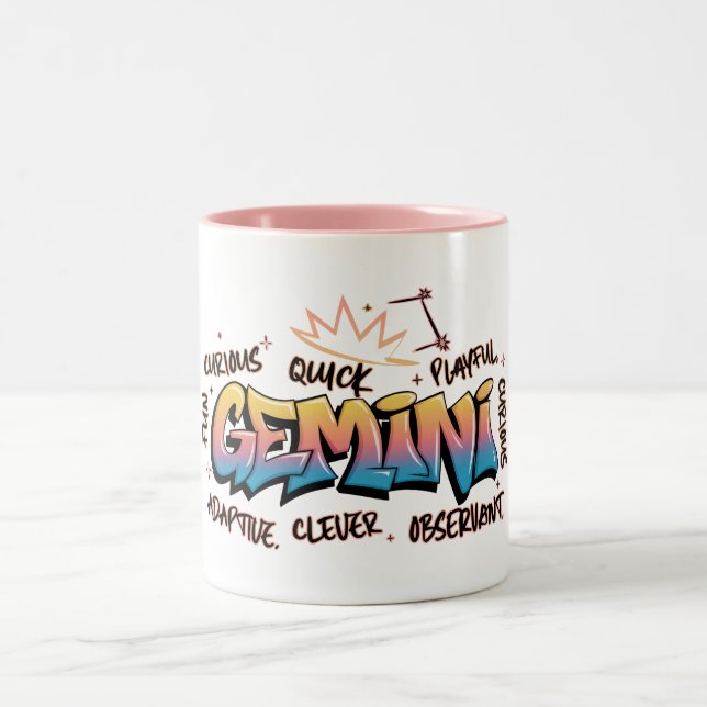 Gemini Zodiac  Graffiti  Two-Tone Coffee Mug (Center)