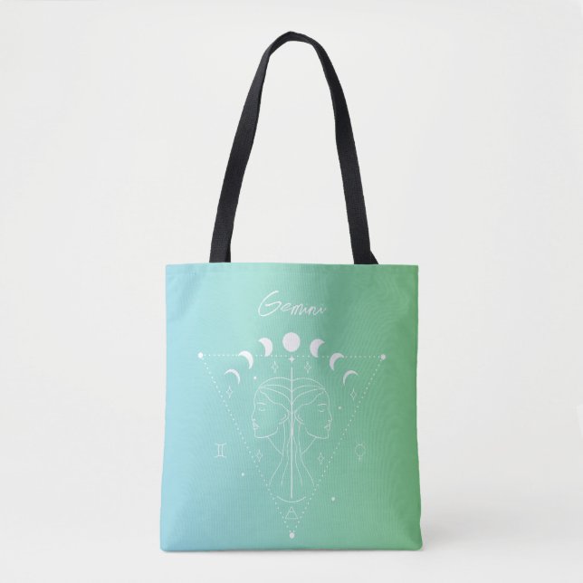 Gemini zodiac horoscope star sign gradient tote bag (Front)