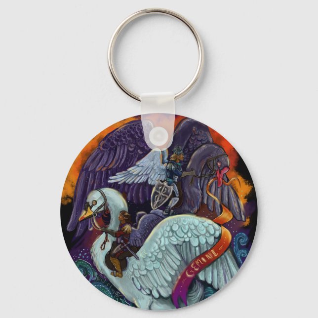 Gemini~zodiac Key Ring (Front)