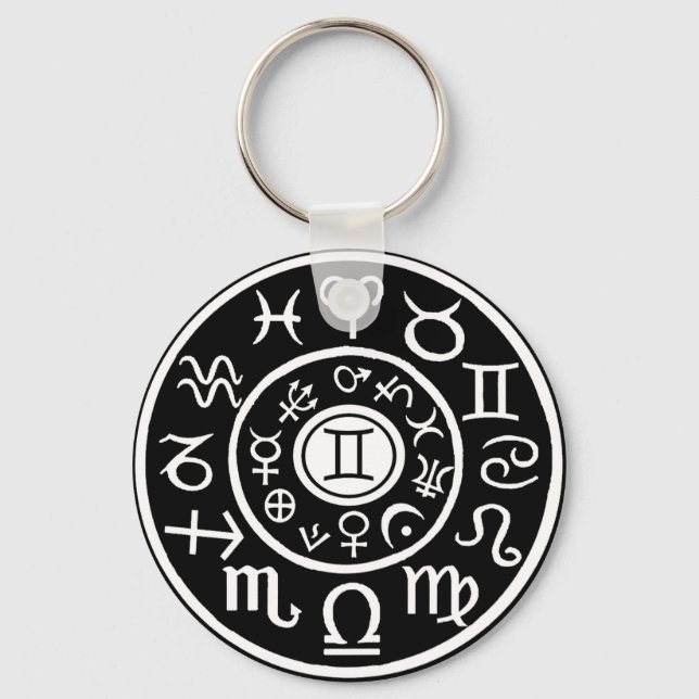 Gemini Zodiac Key Ring (Front)