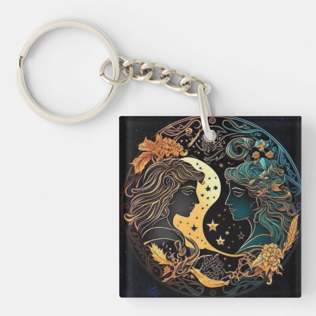 Gemini Zodiac Keychain (Front)