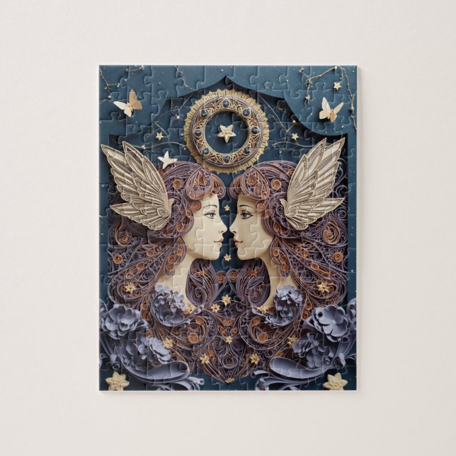 Gemini Zodiac Paper Quilling Jigsaw Puzzle (Vertical)