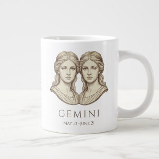 Gemini Zodiac Personalised Name & Birth Date Large Coffee Mug