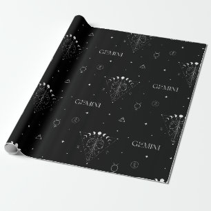 Gemini Zodiac Seamless Pattern – Celestial Twin 1 Wrapping Paper