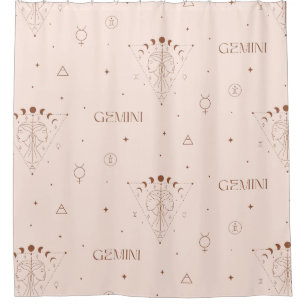 Gemini Zodiac Seamless Pattern – Celestial Twin 2 Shower Curtain