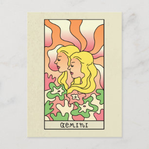 Gemini Zodiac Sign Abstract Art Vintage Postcard